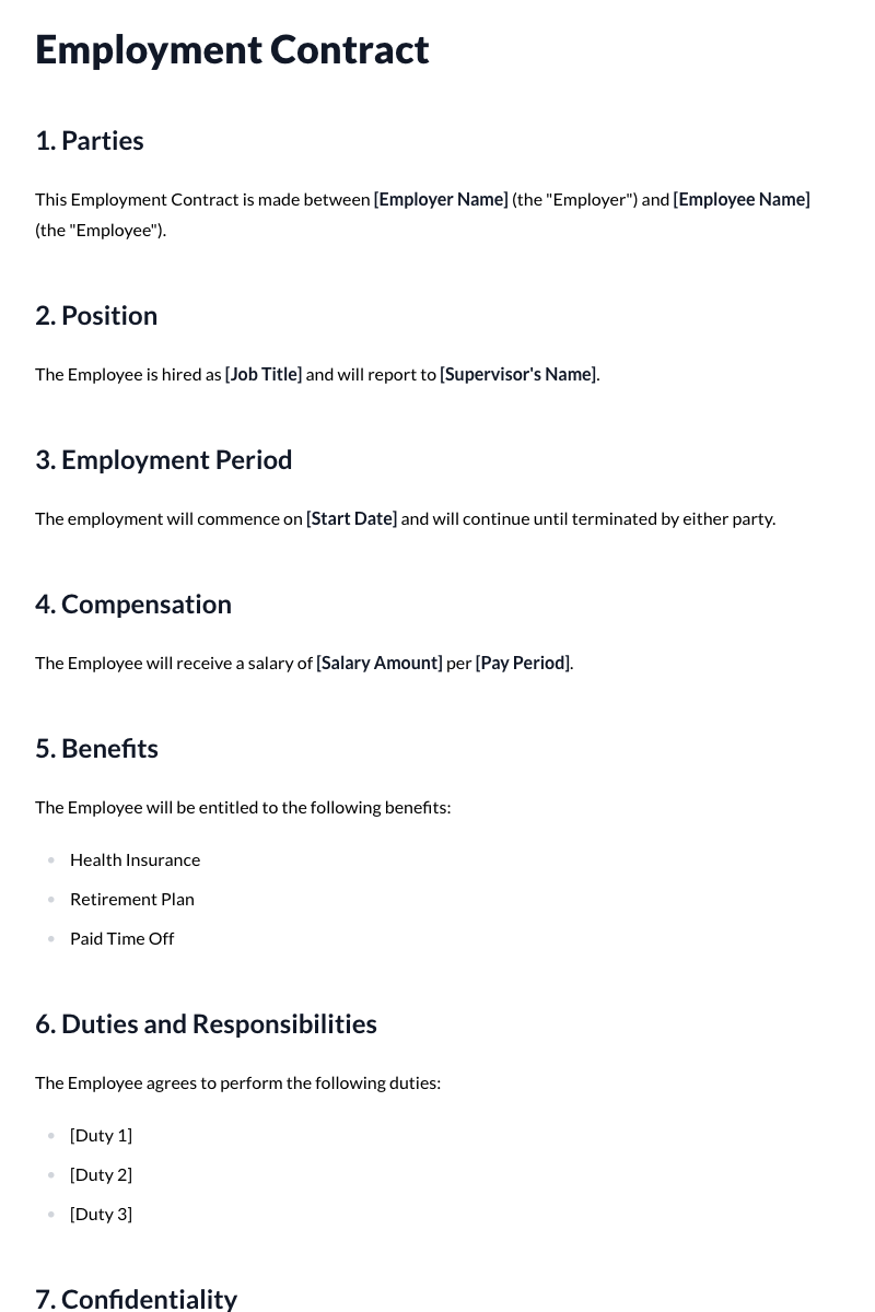 Employment Contract Template