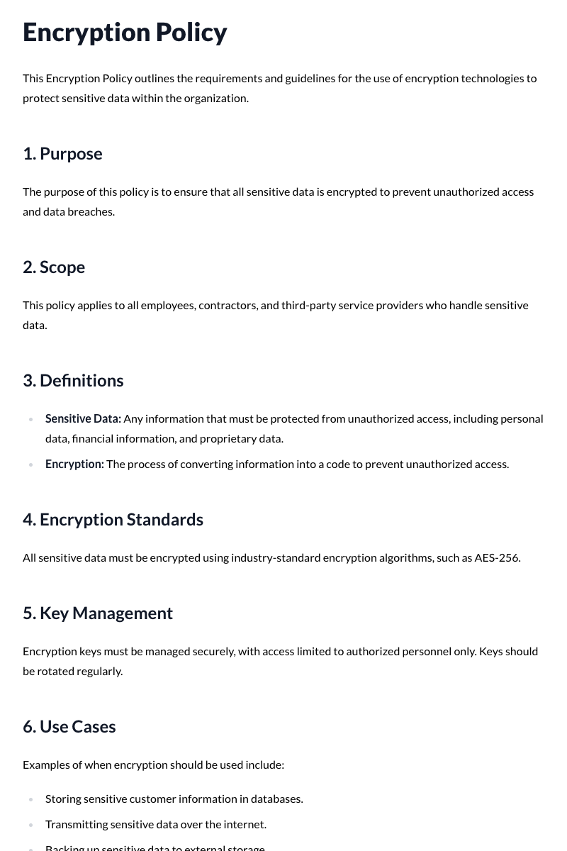 Encryption Policy Template