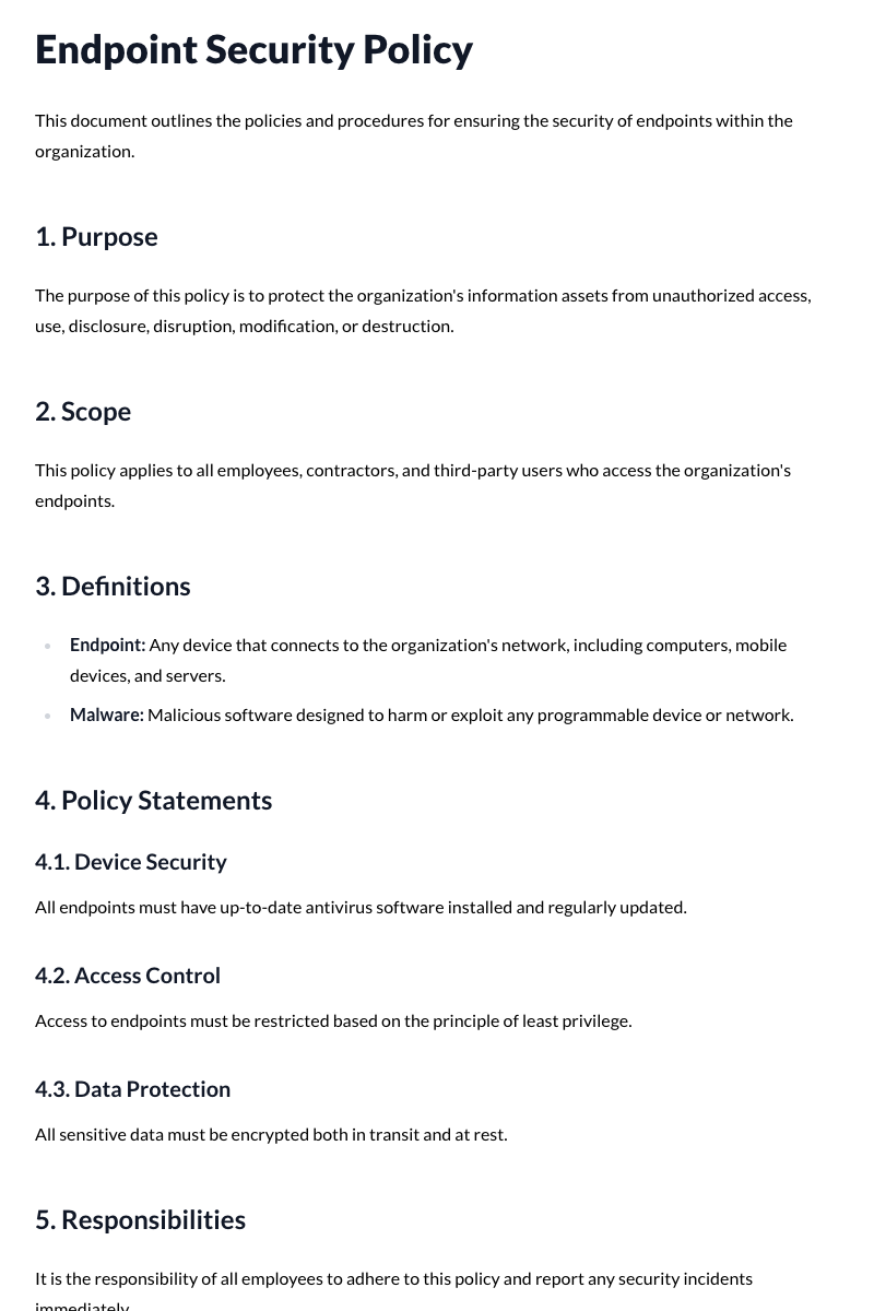 Endpoint Security Policy Template