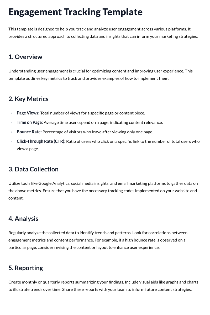 Engagement Tracking Templates