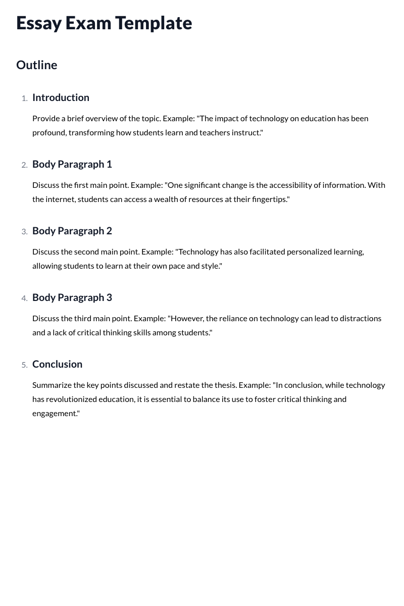 Essay Exam Template