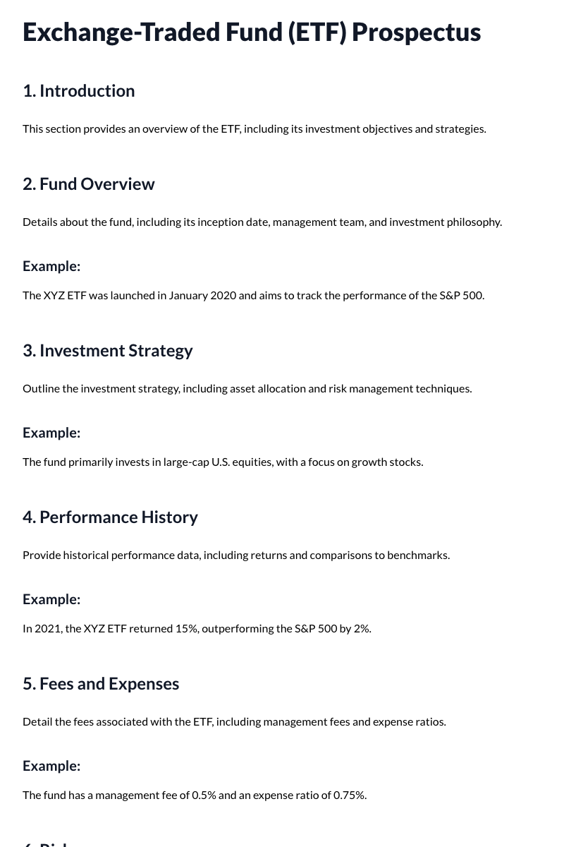 Exchange-Traded Fund (ETF) Prospectus Template