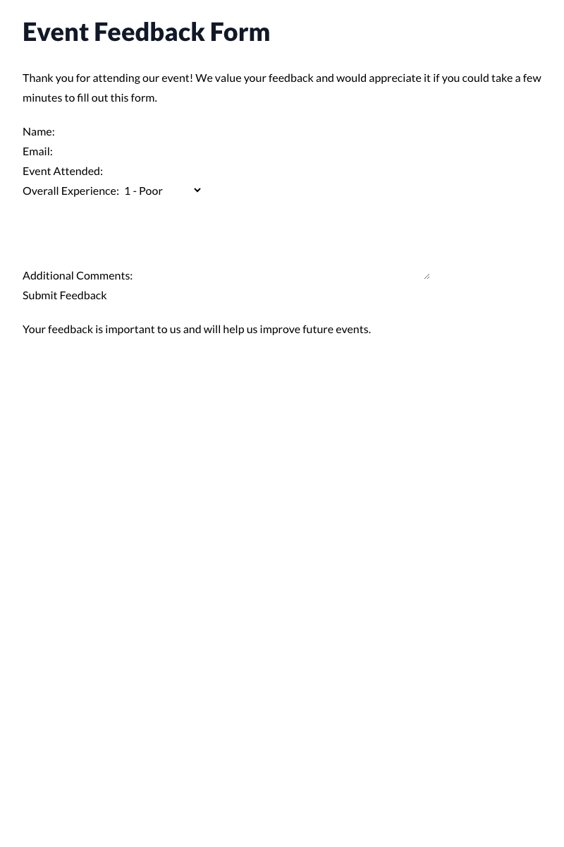 Event Feedback Form Template