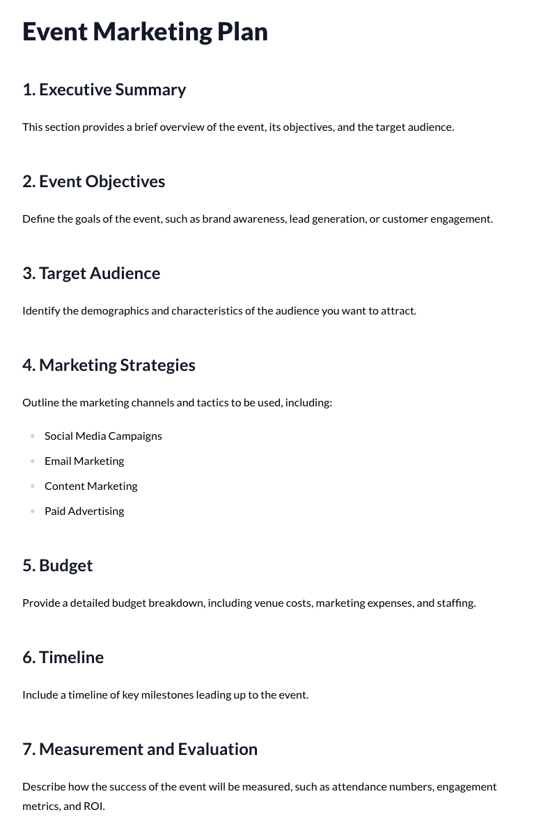 Event Marketing Plans