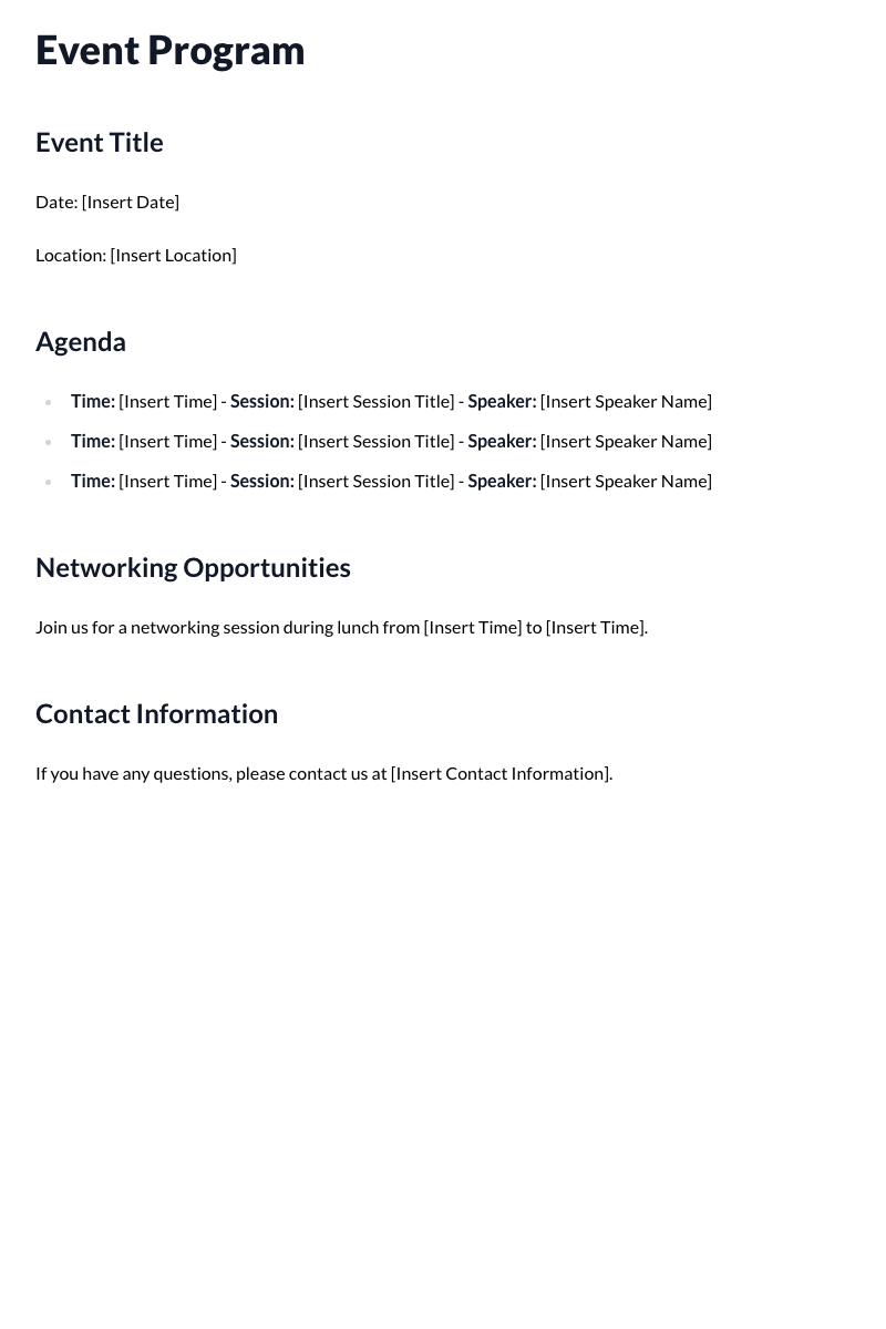 Event Program Template
