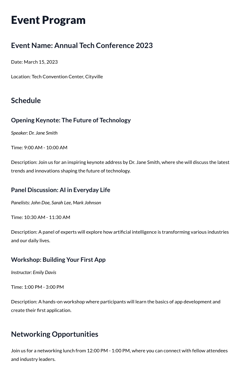 Event Program