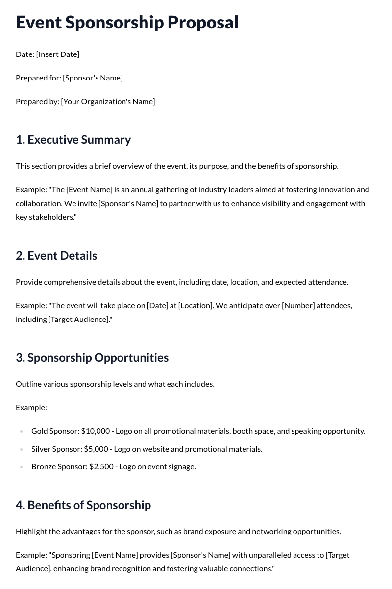 Event Sponsorship Proposal Template