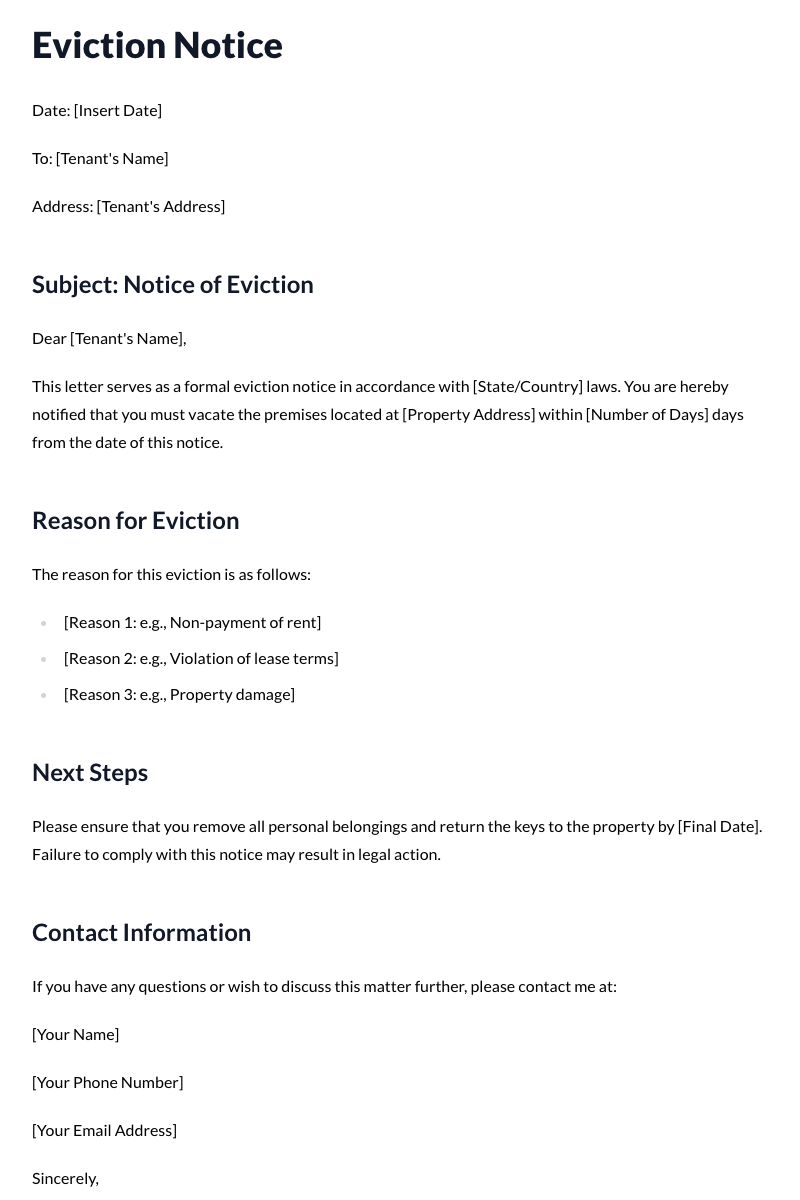 Eviction Notice Template