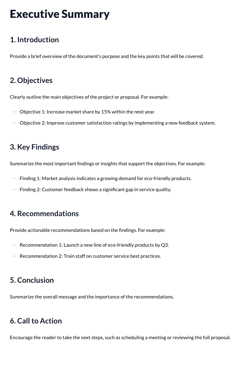 Executive Summary Template