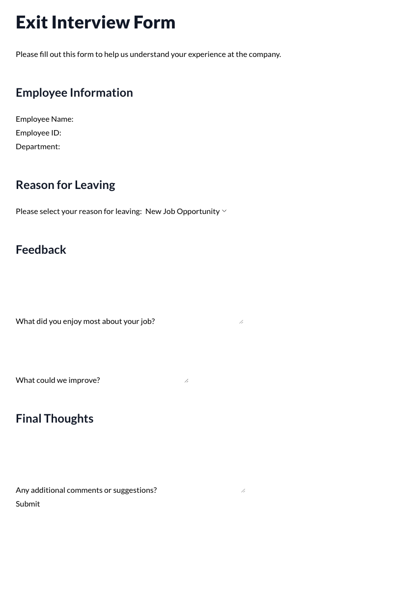 Exit Interview Form