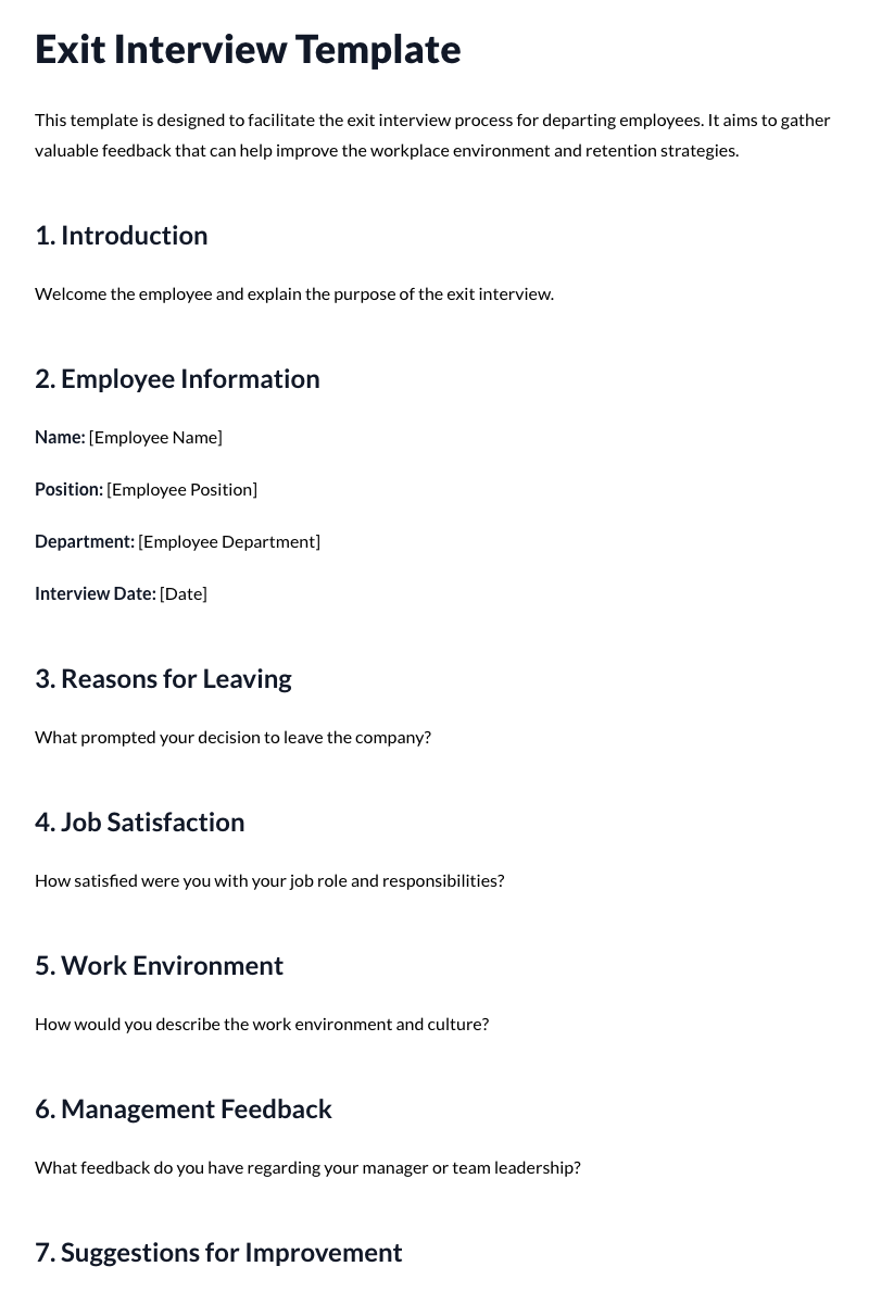 Exit Interview Template