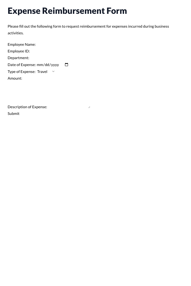 Expense Reimbursement Form