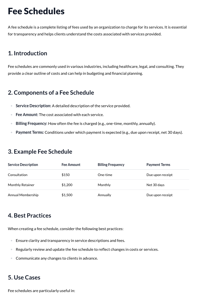 Fee Schedules