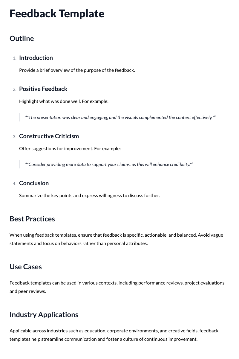 Feedback Templates