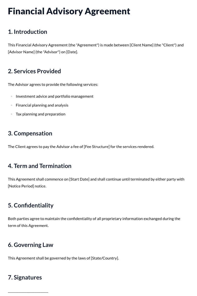 Financial Advisory Agreements
