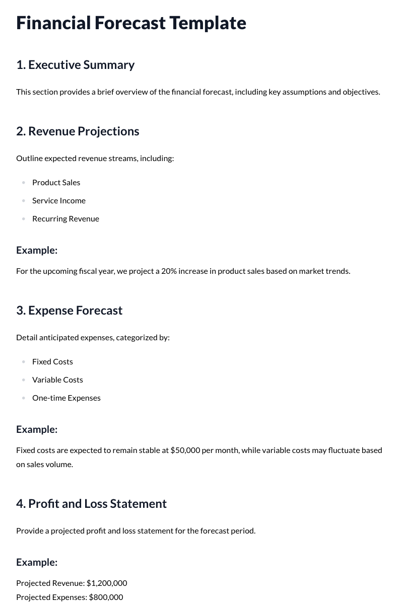 Financial Forecast Template
