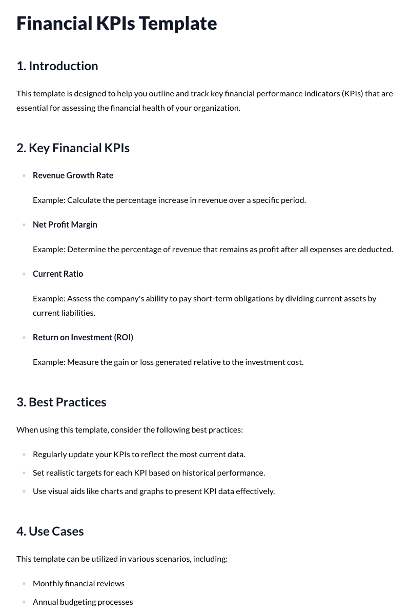 Financial KPIs Template