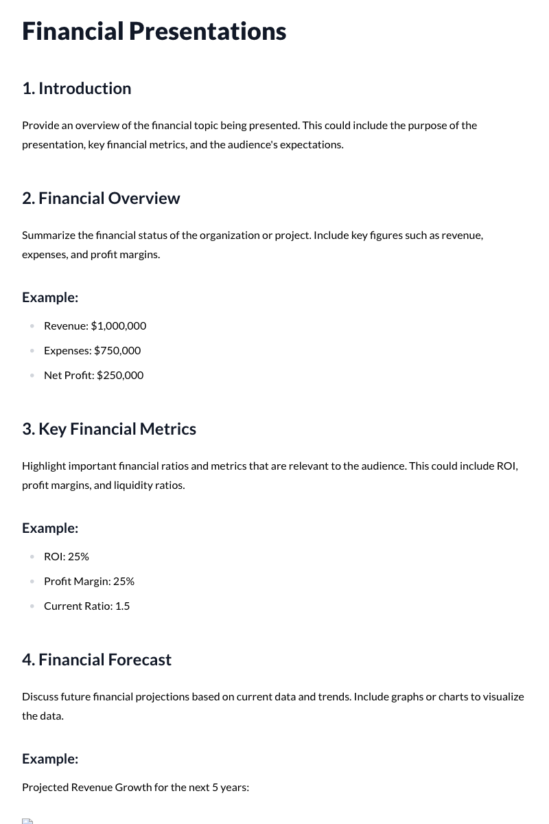 Financial Presentations