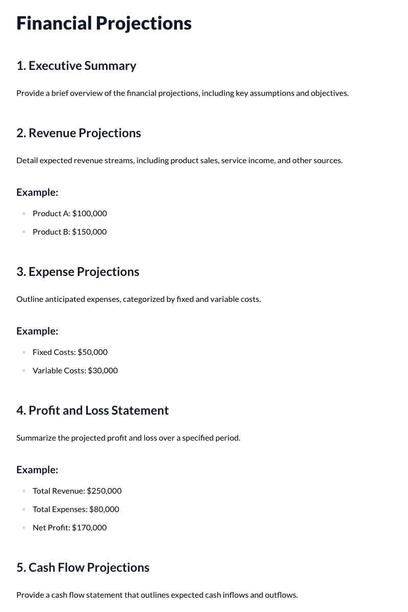 Financial Projections Template