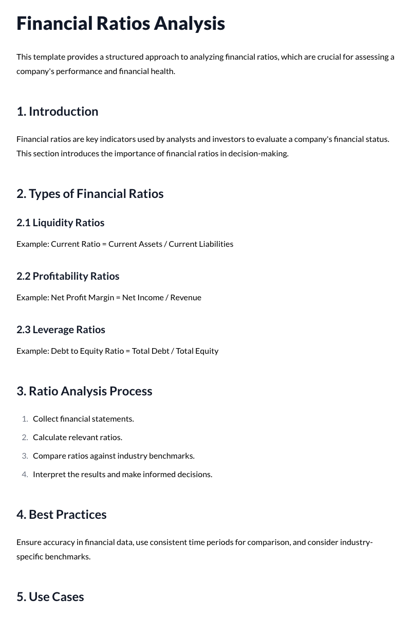 Financial Ratios Analysis Template