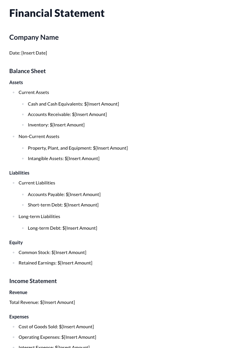 Financial Statement Template