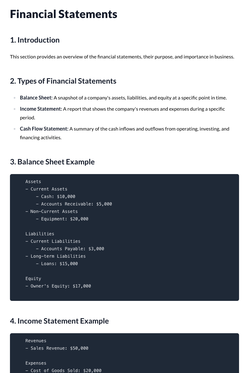Financial Statements Template