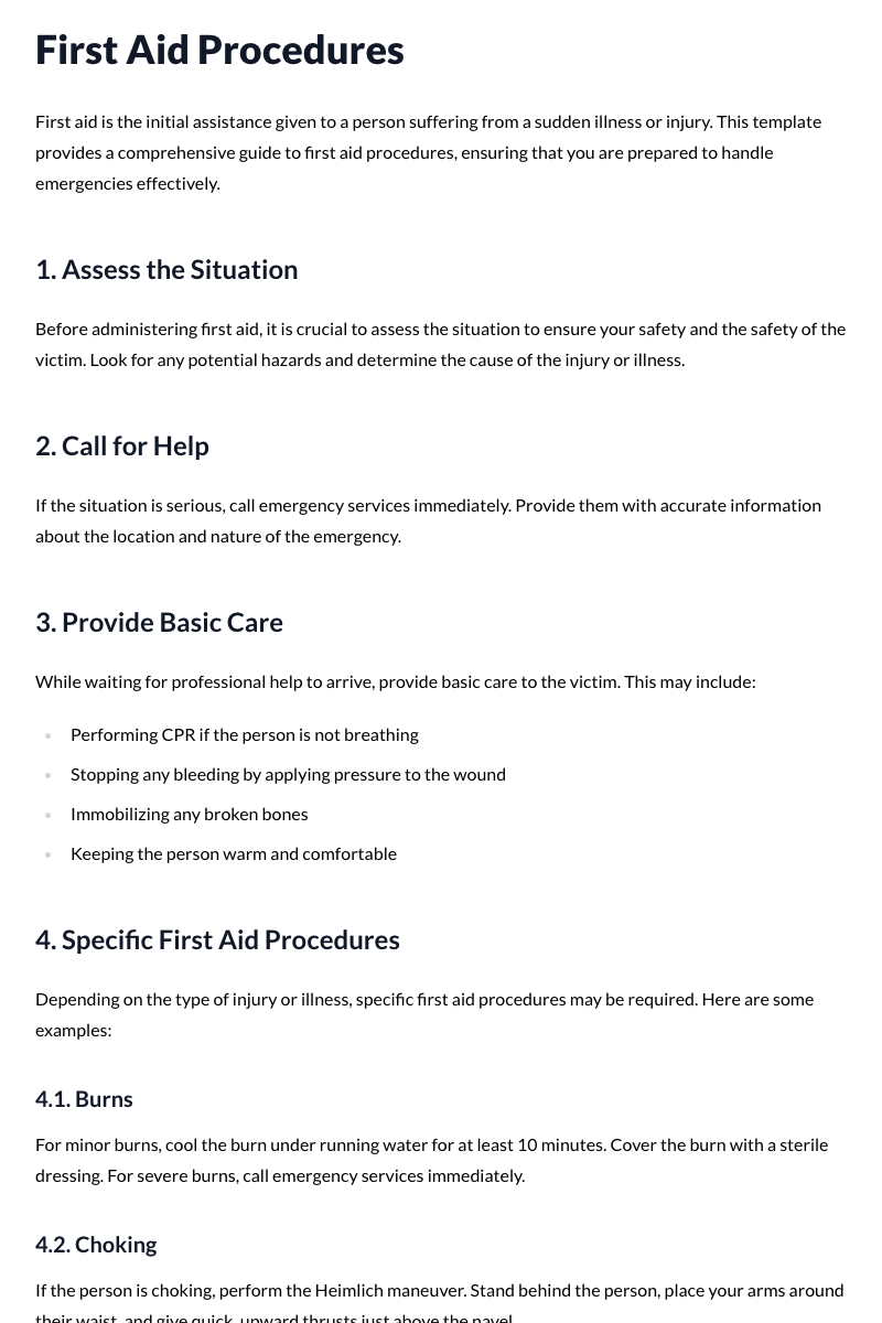 First Aid Procedures
