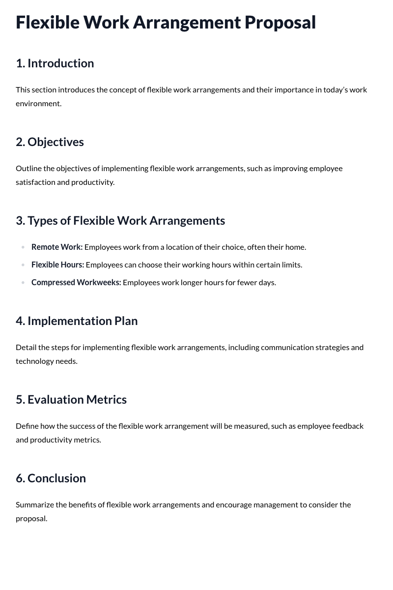 Flexible Work Arrangement Template