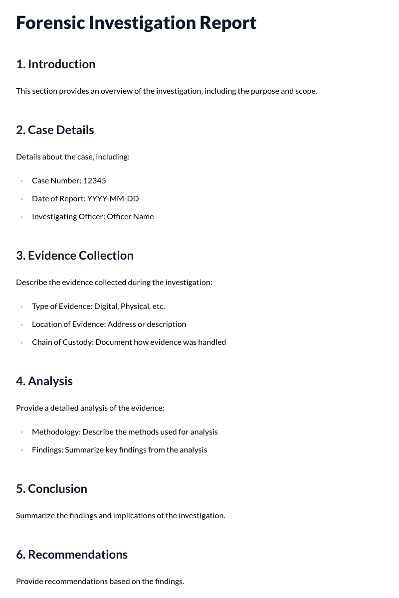 Forensic Investigation Report Template