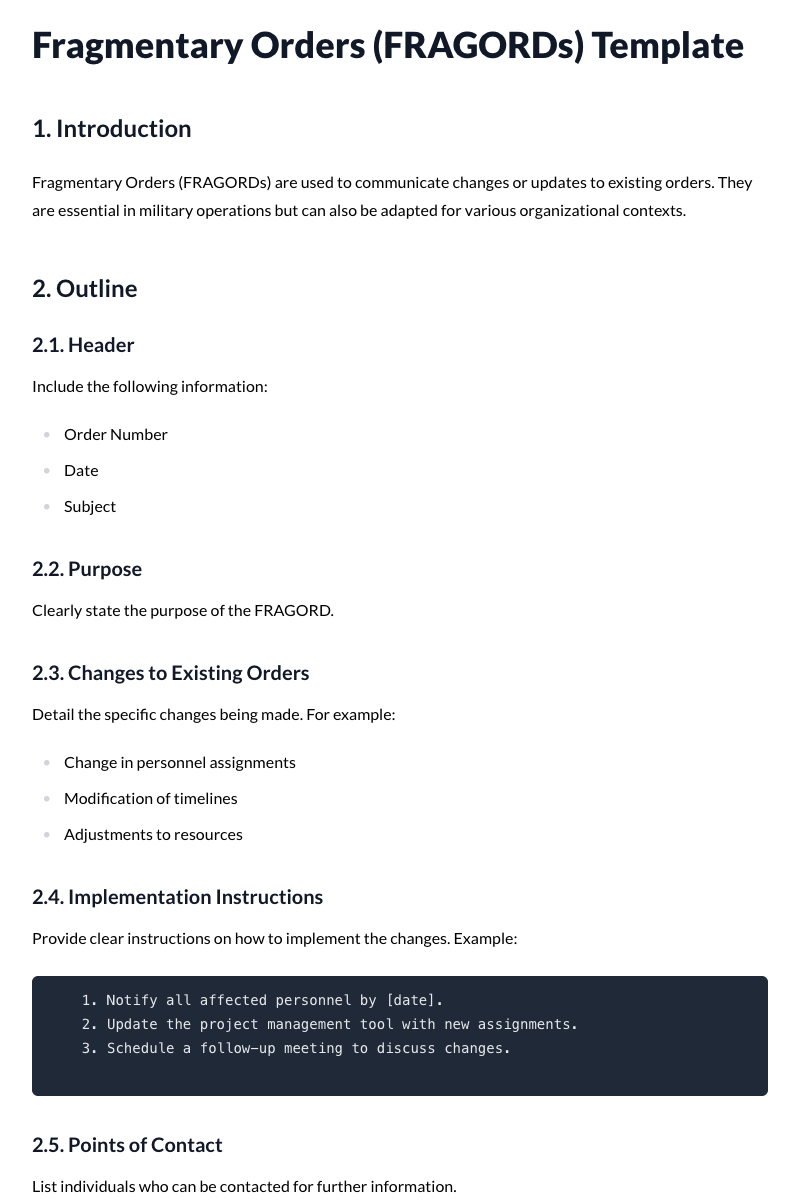 Fragmentary Orders (FRAGORDs) Template