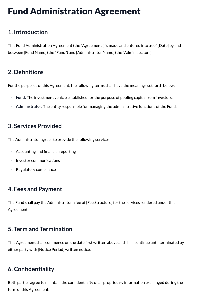Fund Administration Agreements
