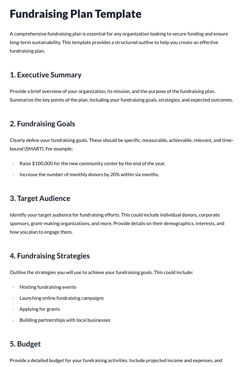 Fundraising Plan