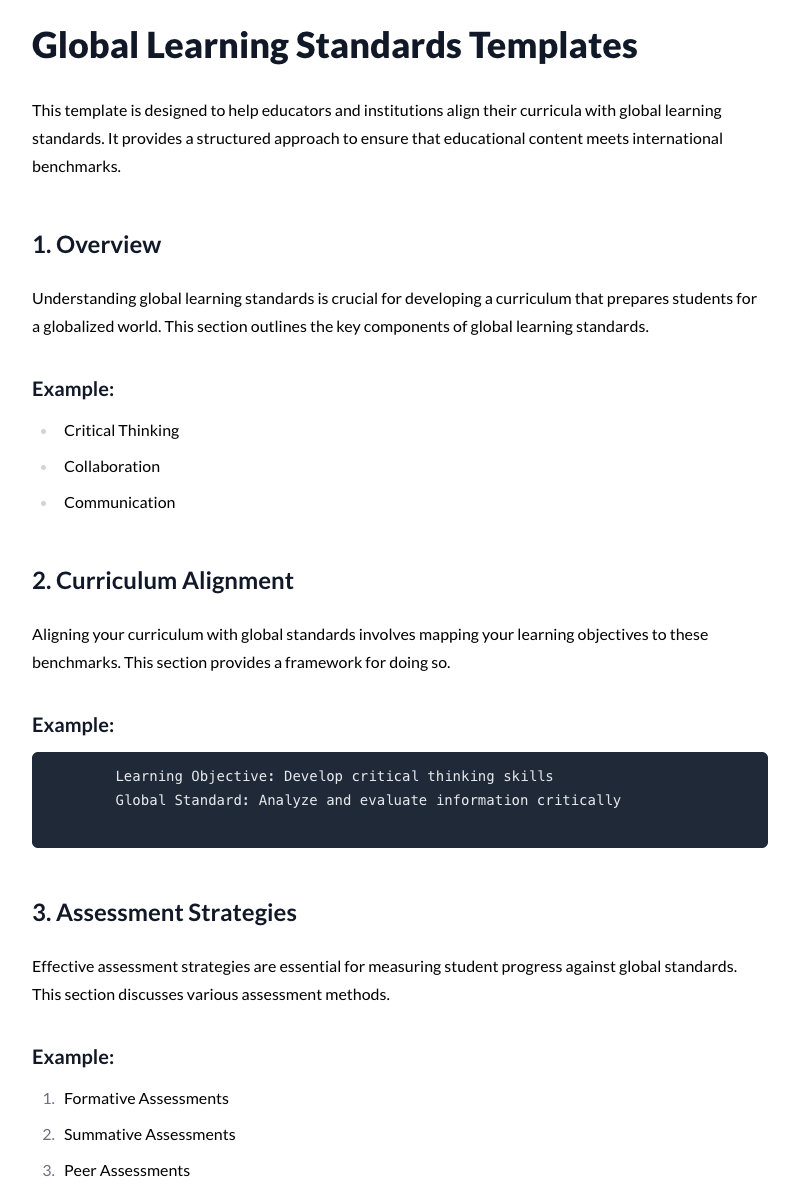 Global Learning Standards Templates