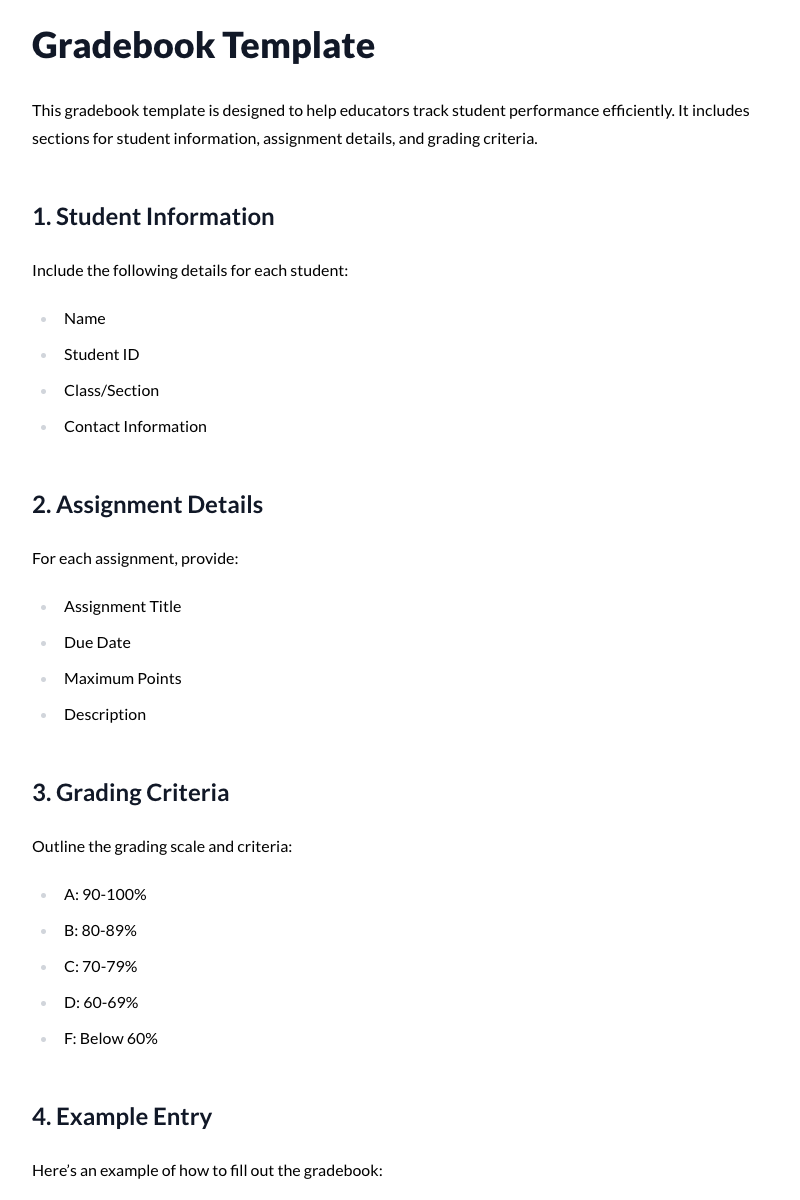Gradebook Template