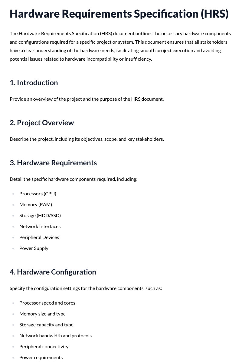 Hardware Requirements Specification (HRS)