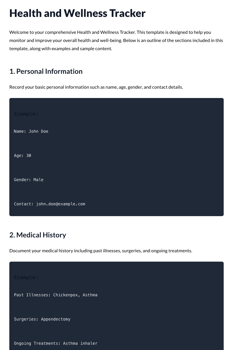 Health and Wellness Tracker