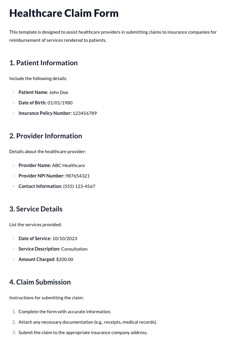 Healthcare Claim Forms