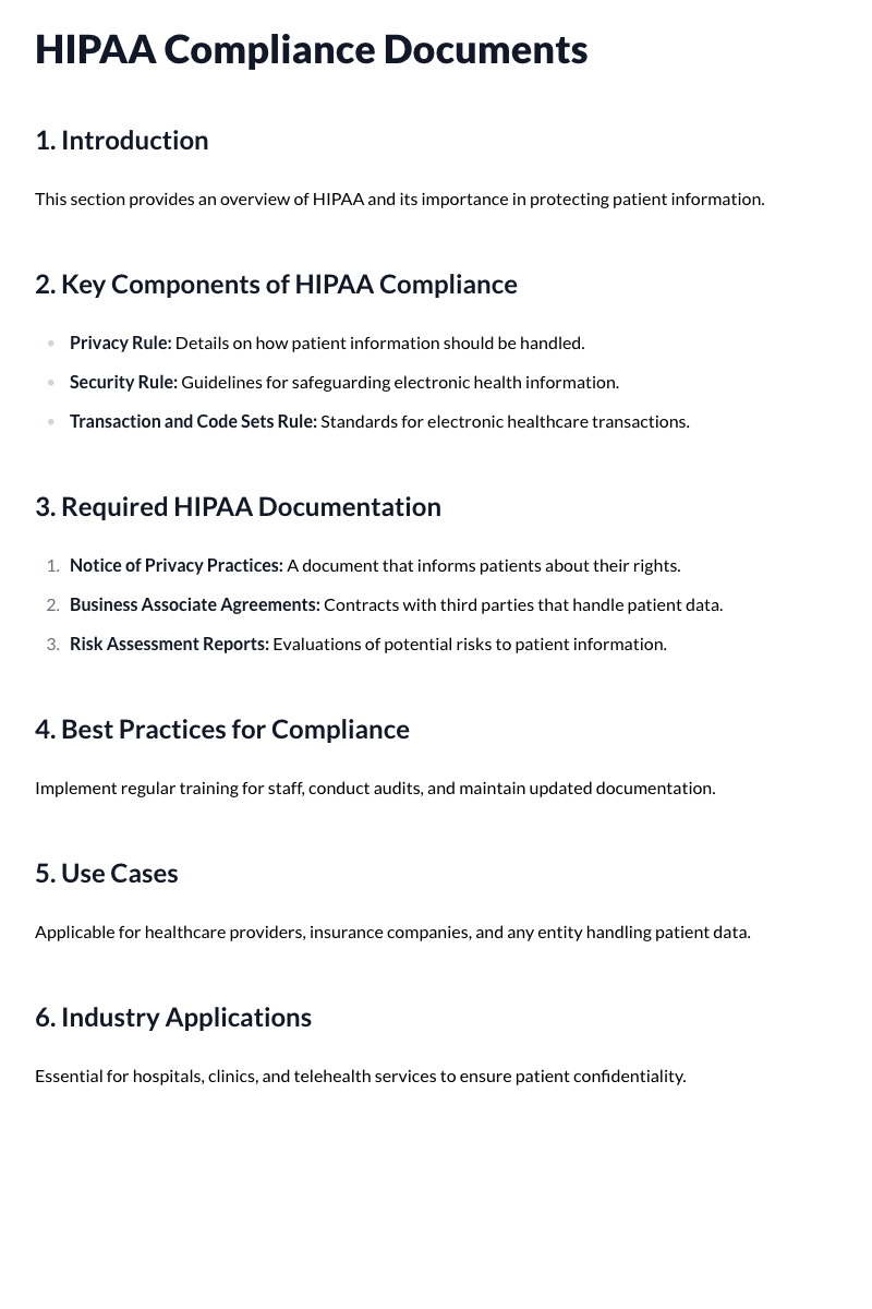 HIPAA Compliance Documents