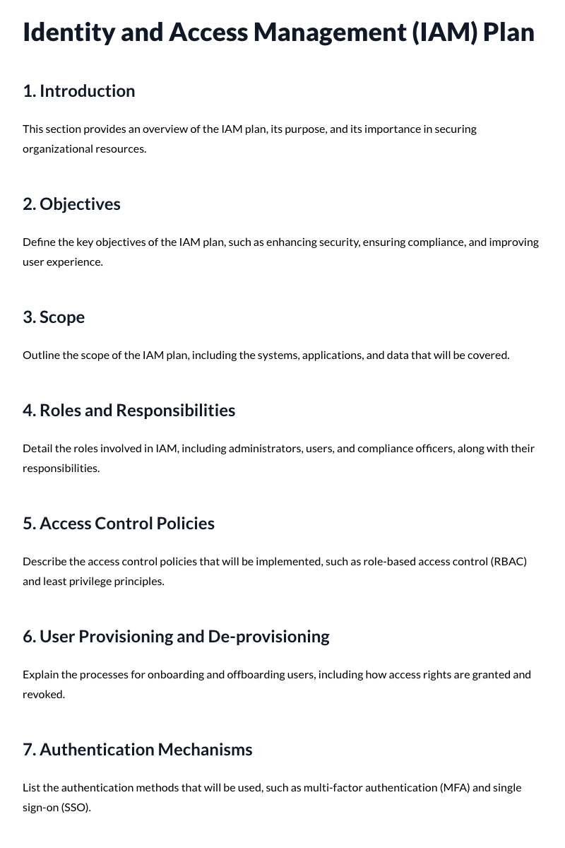 Identity and Access Management (IAM) Plan Template
