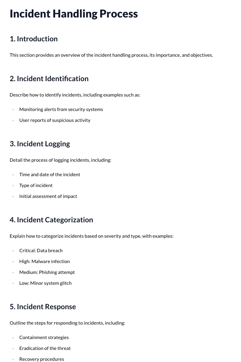 Incident Handling Process Template