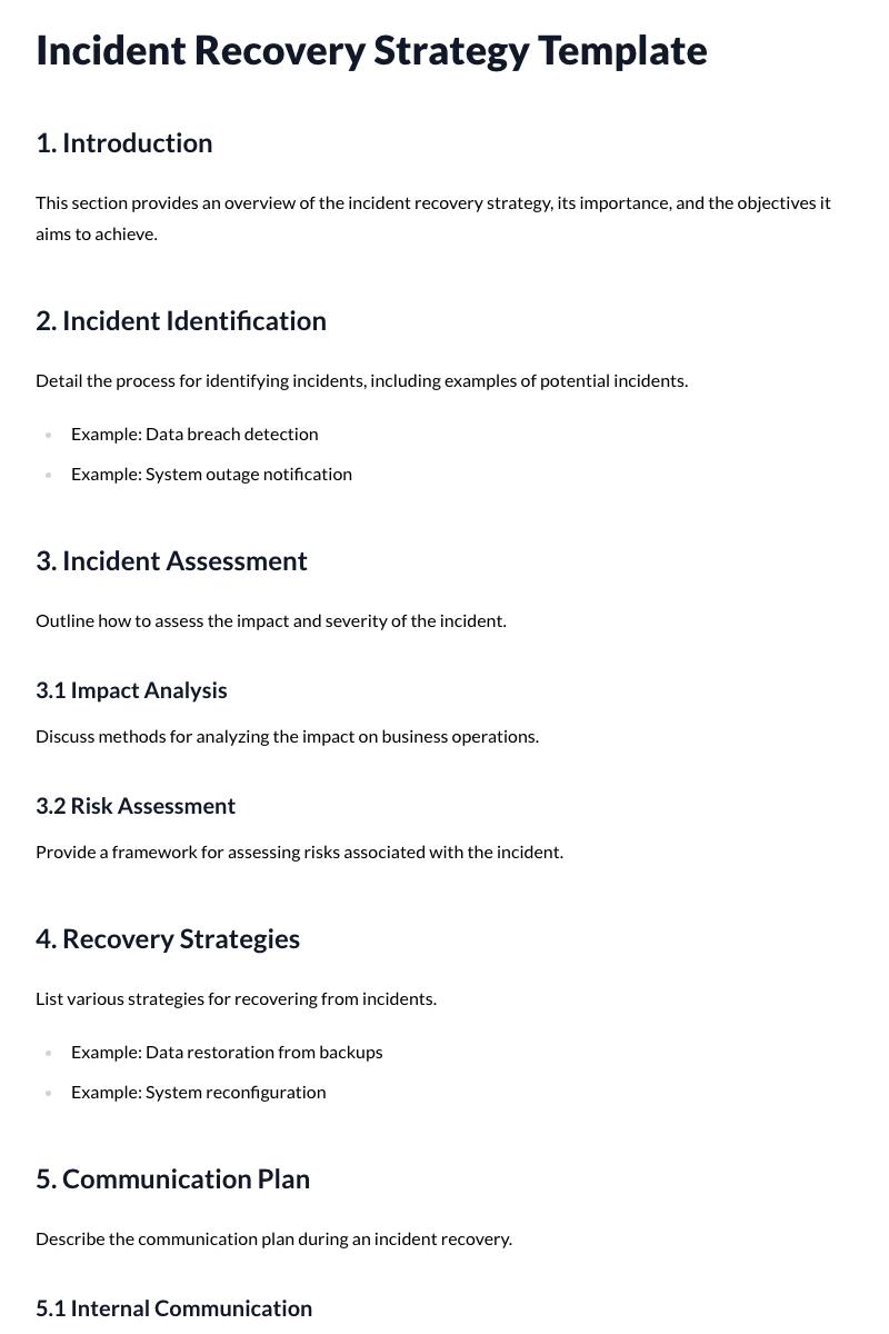 Incident Recovery Strategy Template