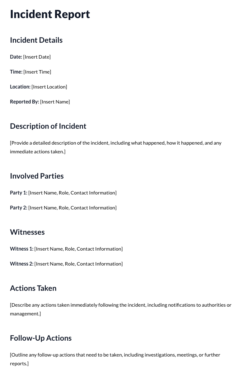 Incident Report Template