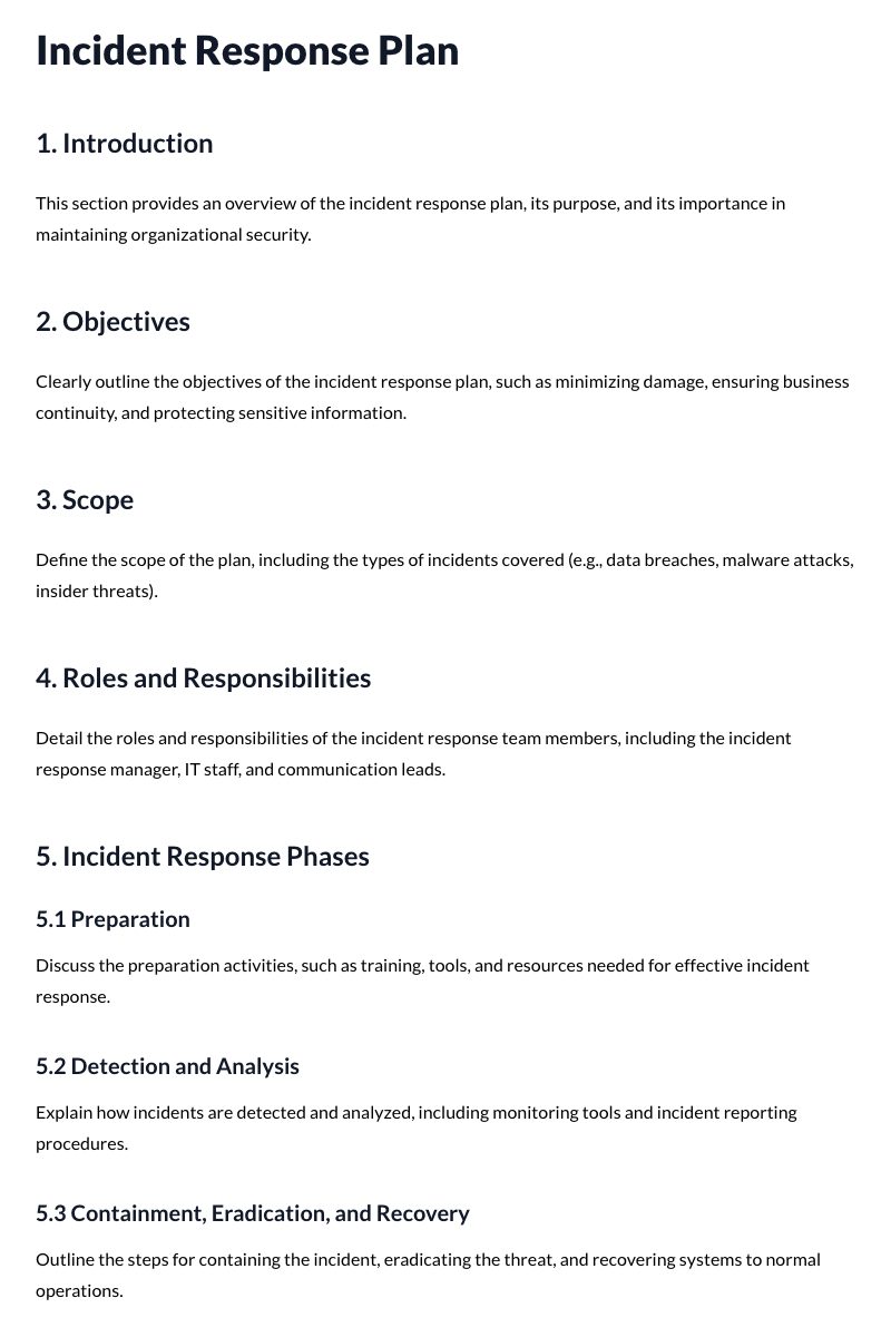 Incident Response Plan Template