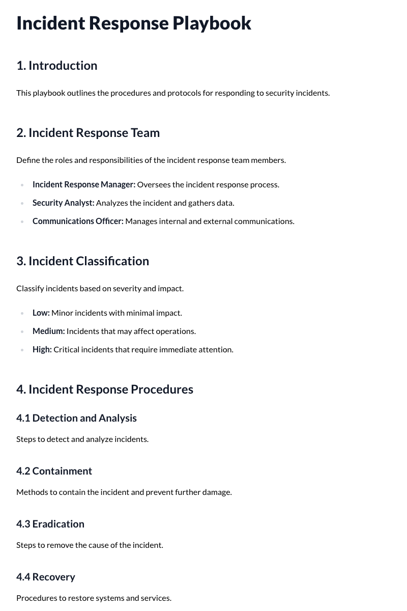 Incident Response Playbook Template