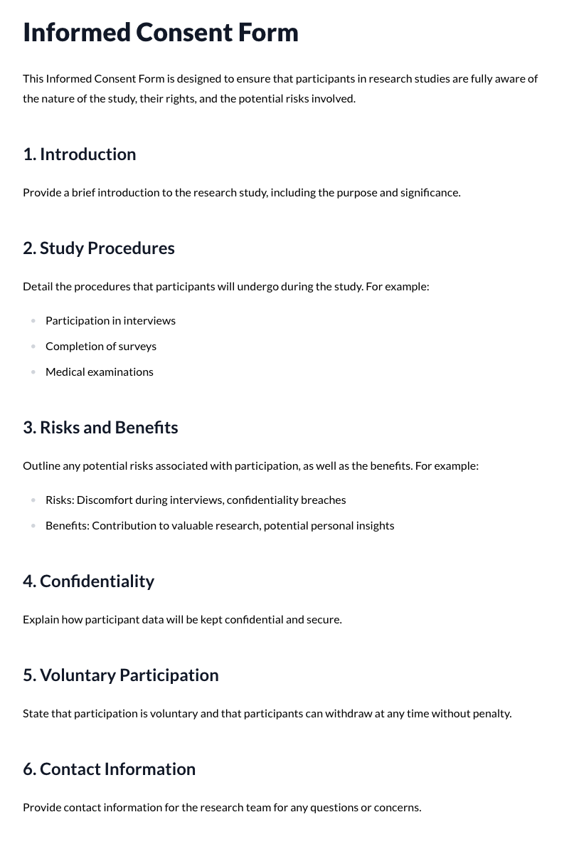 Informed Consent Forms for Research