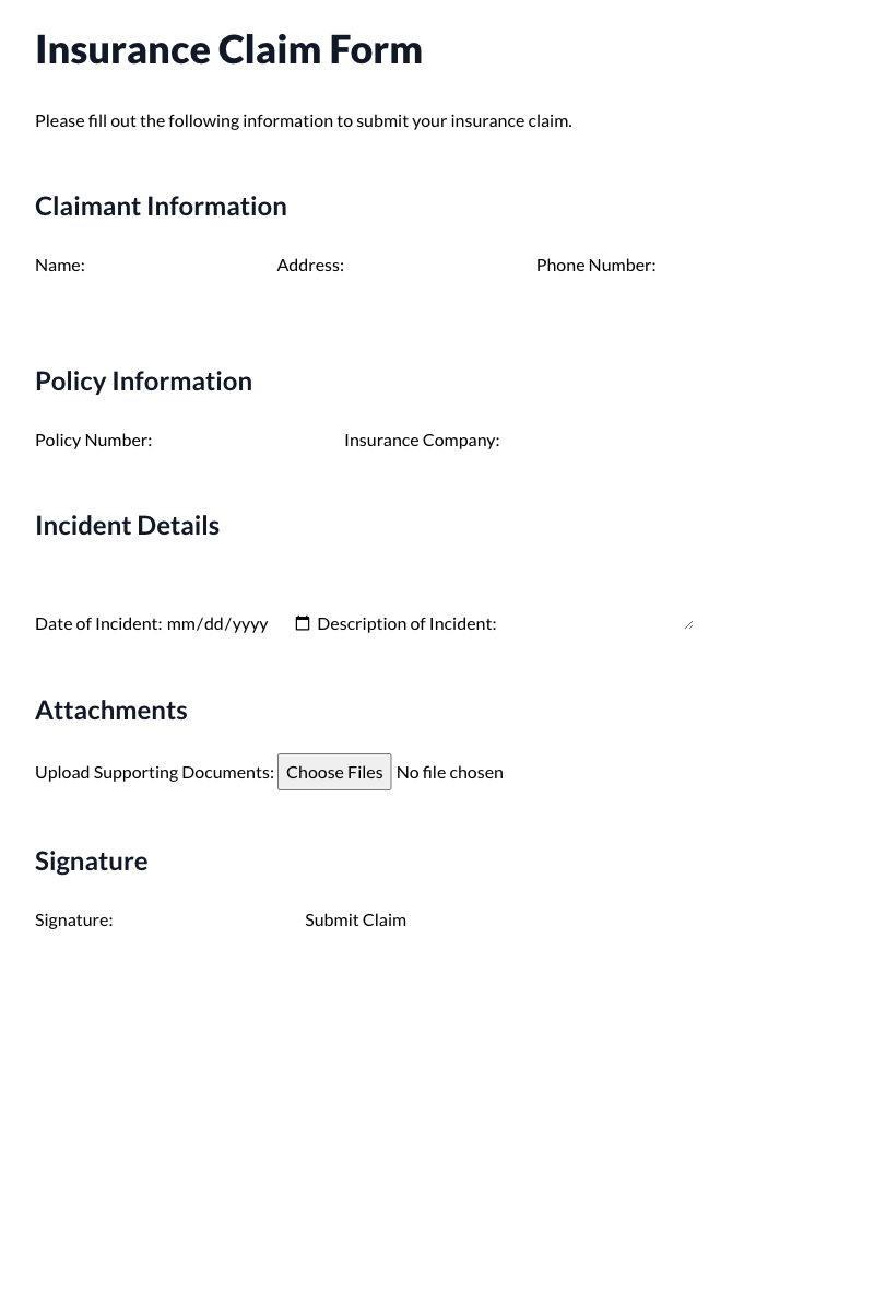 Insurance Claim Forms
