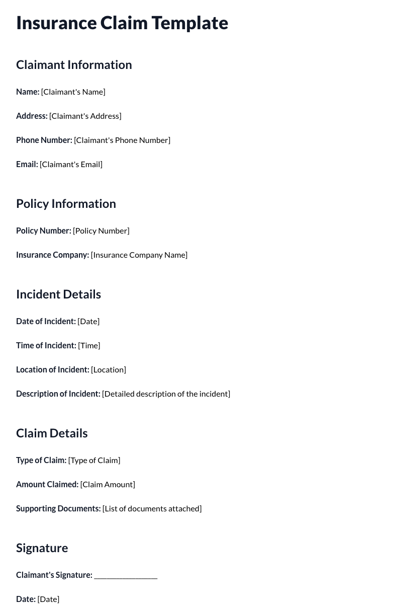 Insurance Claim Template
