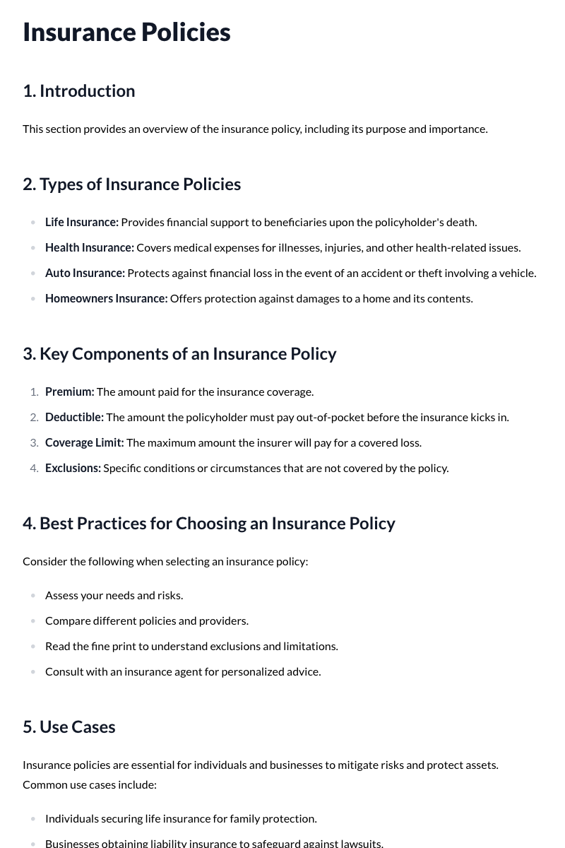 Insurance Policies Template