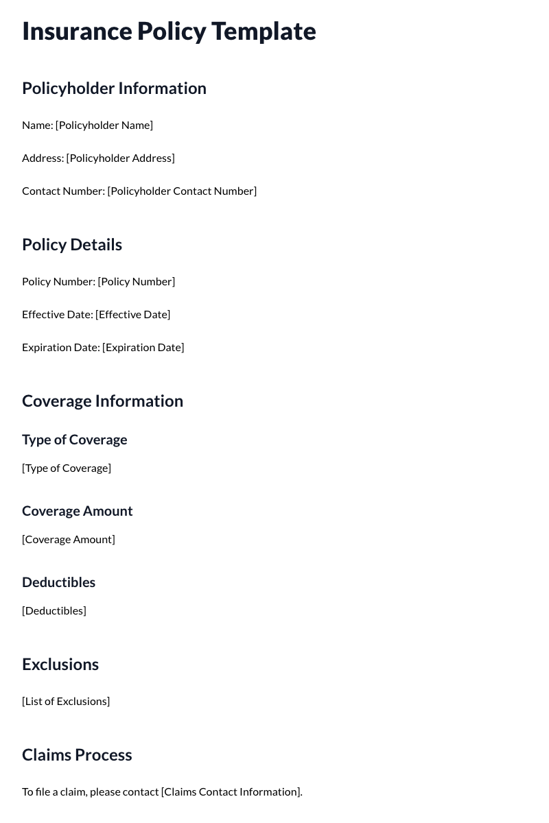 Insurance Policy Template