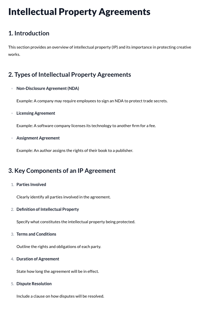Intellectual Property Agreements Template